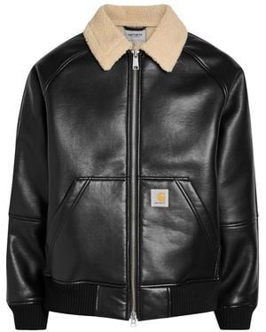 Carhartt Shepton Faux Leather And Shearling Jacket - Black