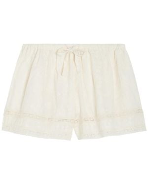 SOLAQUA Beau Embroidered Cotton Shorts - Natural