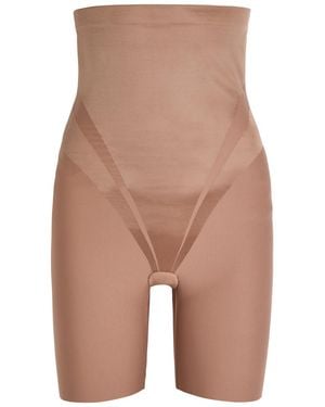 Spanx Transform Sculpting High-Waist Shorts - Brown