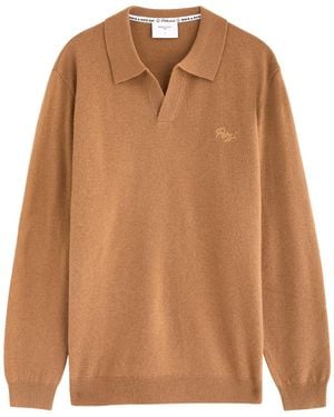 Percival Network Wool-Blend Polo Sweater - Brown