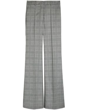 Sportmax Checked Flared-Leg Wool Trousers - Grey