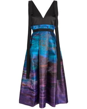 ROKSANDA Runa Printed Satin Midi Dress - Blue