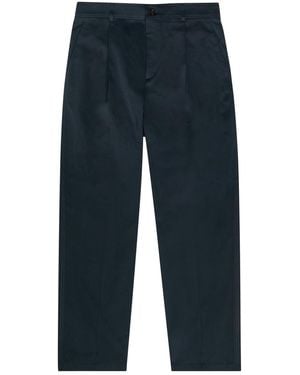 Valentino Logo-Embroidered Cotton Gabardine Pants - Blue