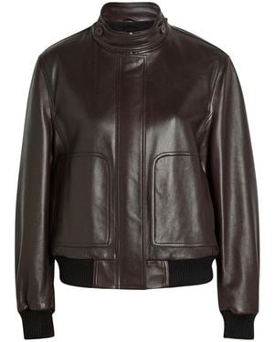 Nour Hammour Rios Leather Bomber Jacket - Black