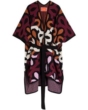 La DoubleJ Maiolika Patterned Wool Robe - Red
