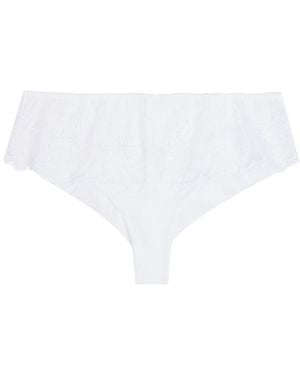Simone Perele Intrigue Tanga Embroidered Tulle Shorty Briefs - White