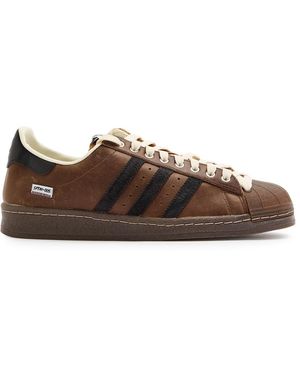 adidas Superstar 82 Mismatched Brushed Suede And Leather Trainers - Brown
