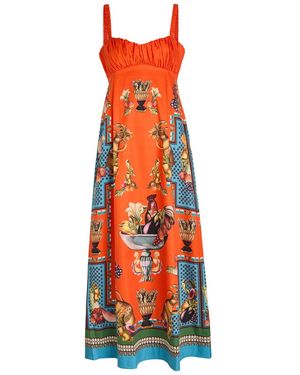 ALMAIS Bianca Patchwork Midi Dress in White | Lyst