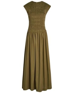 Faithfull the Brand Ale Smocked Cotton Midi Dress - Green