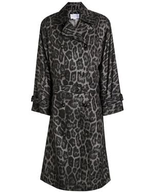 Stella McCartney Leopard-Print Shell Trench Coat - Black