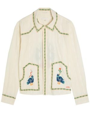 Mother The Peasent Poet Embroidered Cotton Shirt - Natural