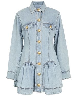 Aje. Noa Gathered Denim Mini Dress - Blue