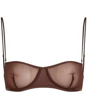 Calvin Klein Alden Unlined Stretch-Mesh Bra - Brown