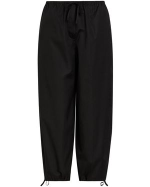 TOTEME Drawstring Barrel-Leg Cotton Pants - Black