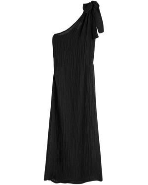 Lisa Marie Fernandez One Shoulder Fine-Knit Maxi Sarong Dress - Black