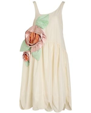 Simone Rocha Floral-Appliquéd Taffeta Midi Dress - White