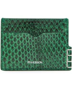 JW Anderson Loafer Snake-Effect Leather Card Holder - Green