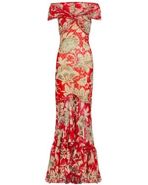 Etro Floral Print Lace Maxi Dress - Red