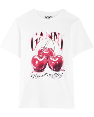 Ganni Basic Jersey Cherry Relaxed T-Shirt - White