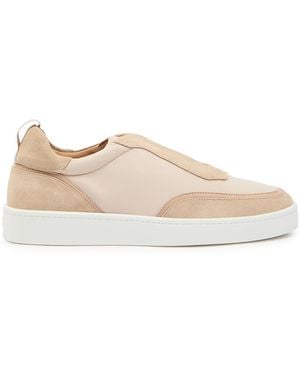 Aurélien Leisure Panelled Suede Trainers - Natural