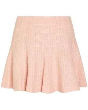 Alice + Olivia Zona Pleated Tweed Mini Skirt - Pink