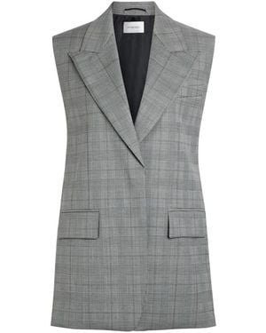 Sportmax Plaid Wool Sleeveless Blazer - Grey