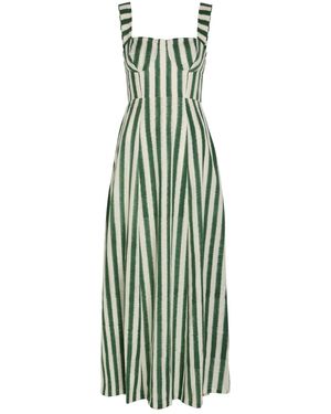 Emporio Sirenuse Azzurra Striped Cotton Midi Dress - Green