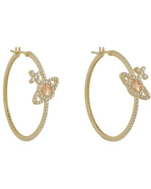 Vivienne Westwood Olympia Pavé Orb Hoop Earrings - Metallic