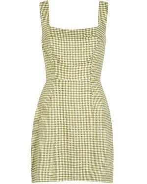 Reformation Celosia Gingham-Jacquard Linen Mini Dress - Green