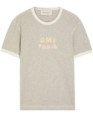 Ami Paris Logo-Appliquéd Cotton T-Shirt - White