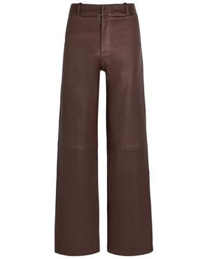 Arma Marina Wide-Leg Leather Pants - Brown