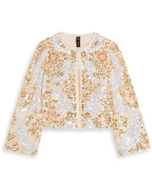 Needle & Thread Baroque Sequin-Embellished Tulle Jacket - White