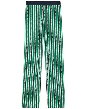 Jonathan Simkhai Brenner Striped Straight-Leg Knit Trousers - Green
