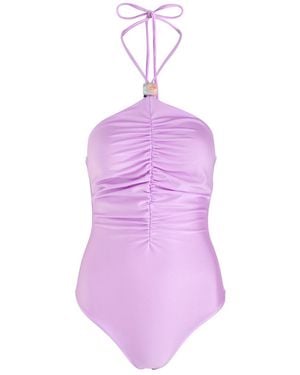 Baobab Anna Ruched Halterneck Swimsuit - Purple
