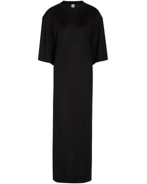 TOTEME Fine-Knit Wool Maxi Tee Dress - Black