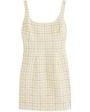 Veronica Beard Brigitte Metallic-Check Cotton-Blend Mini Dress - White