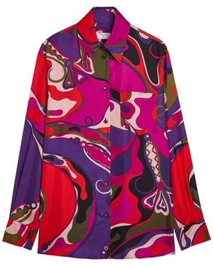 PUCCI Camicia Printed Silk Shirt - Red