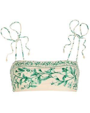 Agua Bendita Primavera Ceiba Floral-Print Bikini Top - Green