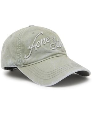 Acne Studios Logo-Embroidered Cotton Cap - Gray