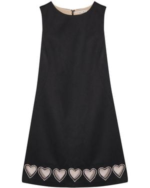 Alice + Olivia Cade Heart Embellished Satin Mini Dress - Black