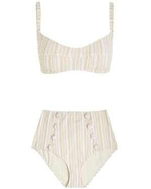 Lisa Marie Fernandez Balconette Striped Seersucker Bikini - White