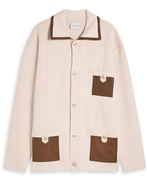 Drole de Monsieur Le Cardigan Á Poches Panelled Knit Cardigan - Natural