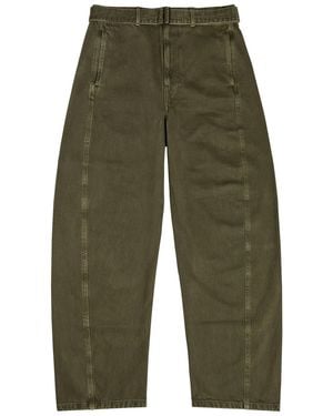 Lemaire Belted Barrel-Leg Jeans - Green