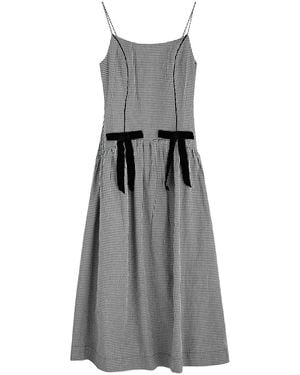 Damson Madder Persephone Gingham Cotton Midi Dress - Grey