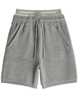 Loewe Logo-Waistband Layered Wool-Blend Shorts - Grey
