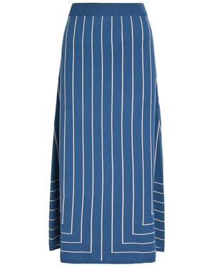 JOSEPH Striped-Jacquard Stretch-Knit Midi Skirt - Blue