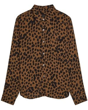 Rails Josephine Leopard-Print Jersey Shirt - Brown