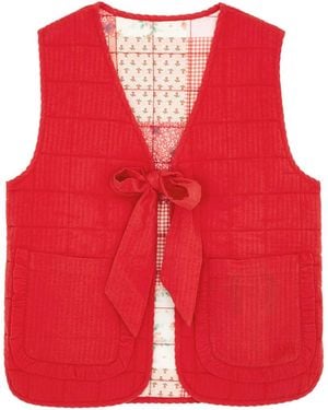 Damson Madder Arte Reversible Quilted Cotton Gilet - Red