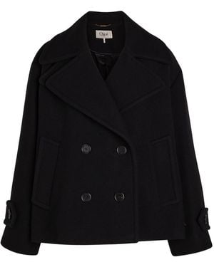 Chloé Double-Breasted Wool-Blend Jacket - Black