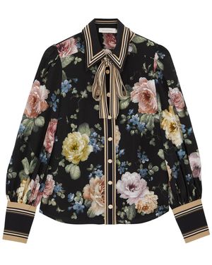 Zimmermann Luminosity Floral-print Silk Shirt - Black